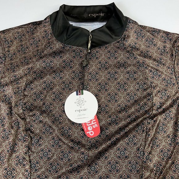 Espoir Equestrian Womens Mosiac Dark Everyday Quarter Zip Riding Shirt L New - Picture 4 of 12